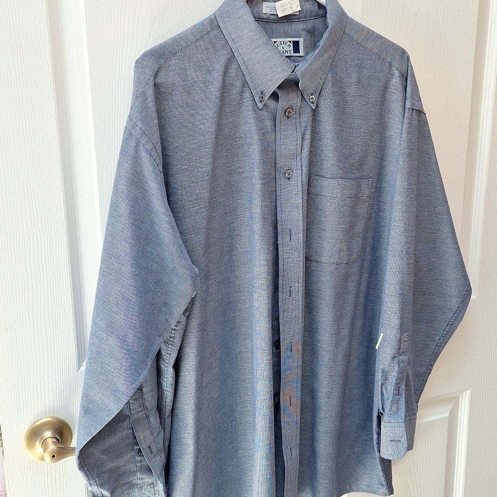 f mens Sutter & Grant blue button long sleeve dress shirt size 18 Big